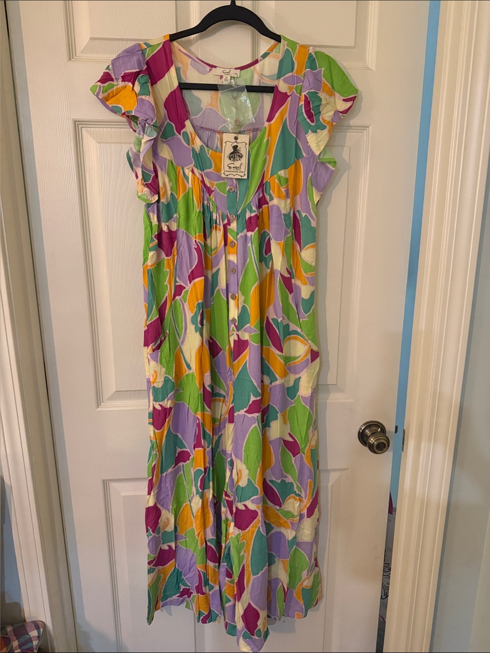 Easel Los Angeles Abstract Geo Print Maxi Dress / Jumpsuit